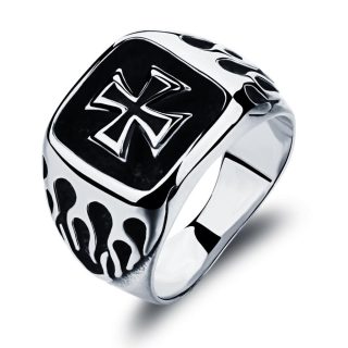 Punk Silver Plated Black Rings Halloween Gifts
