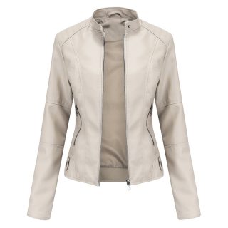 European size women's leather jacket women's motorcycle jacket standing collar leather jacket